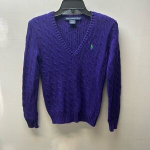 Ralph Lauren Sport Y2K early 2000s Purple Cable Knit Sweater